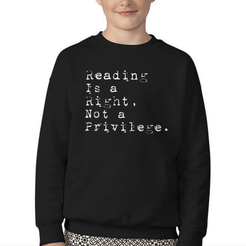 Reading Is a Right Not a Privilege Banned Books Youth Crewneck Sweatshirt - Bookorys CA