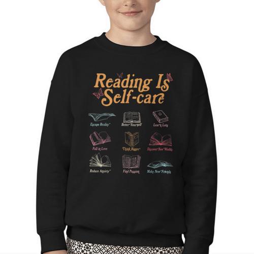 Reading Is Self Care Mental Health Read More Book Youth Crewneck Sweatshirt - Bookorys CA