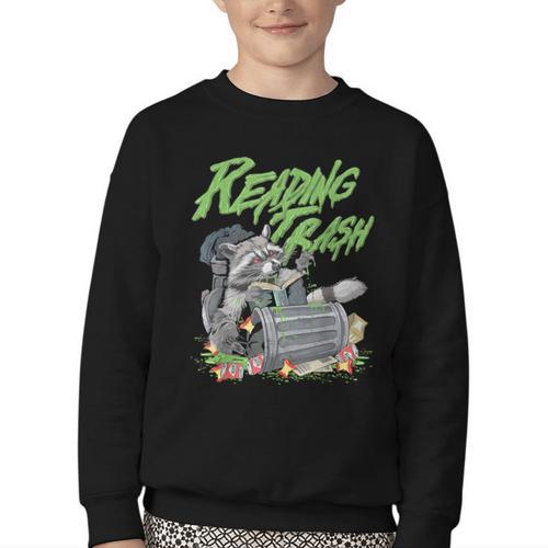 Reading Trash Racoon Bookworm Bookish Librarian Book Lover Youth Crewneck Sweatshirt - Bookorys UK
