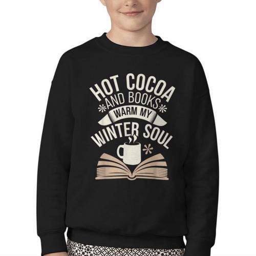 Reading All Winter Cozy Book Lover And Literary Escape Youth Crewneck Sweatshirt - Bookorys