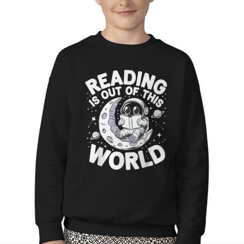 Reading Is Out Of This World Space Books Lover Youth Crewneck Sweatshirt - Bookorys
