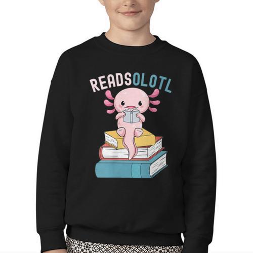 Reads Alotl Shirt Kids Readsolotl Read Axolotl Shirt Books Youth Crewneck Sweatshirt - Bookorys AU