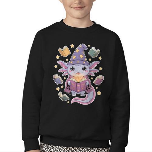 ReadsALOTL Cute Axolotl Book Lover Youth Crewneck Sweatshirt - Bookorys CA