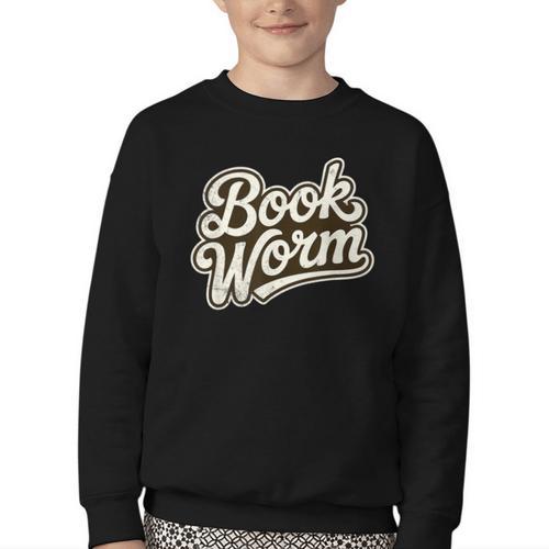 Retro Book Worm Reading For Book Lovers Youth Crewneck Sweatshirt - Bookorys UK