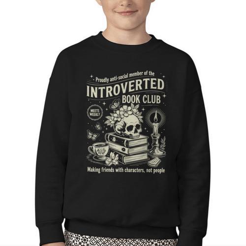 Retro Proud Anti Social Member Of Introverted Book Club Youth Crewneck Sweatshirt - Bookorys DE