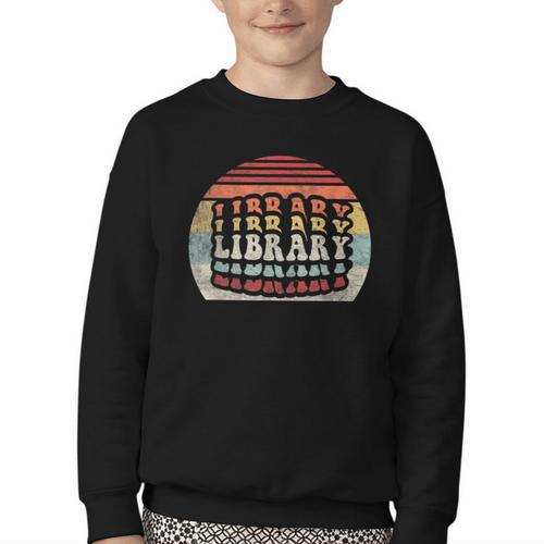 Retro Vintage Bookworm Library Shirt Book Lover Youth Crewneck Sweatshirt - Bookorys AU