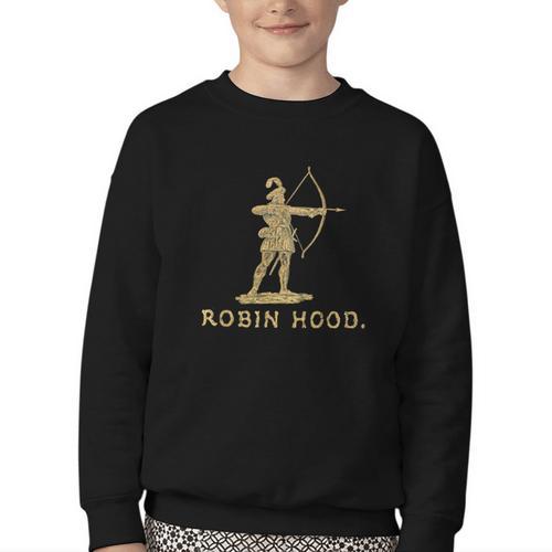 Robin Hood The Archer Book Cover Illustration In Gold Youth Crewneck Sweatshirt - Bookorys