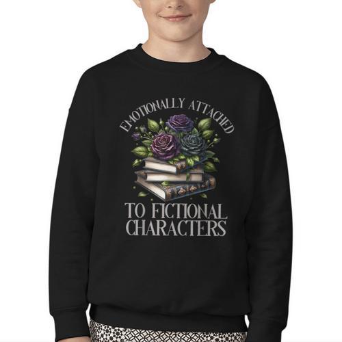 Romance Book Shirt Emotionally Attached Fictional Characters Youth Crewneck Sweatshirt - Bookorys AU