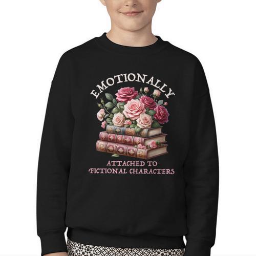 Romance Book Women Emotionally Attached Fictional Characters Youth Crewneck Sweatshirt - Bookorys AU