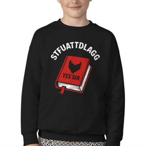 Sexy STFUATTDLAGG Yes Sir Reading Spicy Good Book Love Heart Youth Crewneck Sweatshirt - Bookorys CA