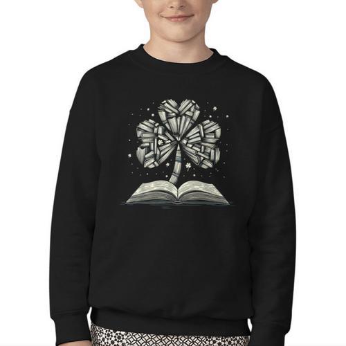 Shamrock Books St Patricks Day Bookworm Librarian Youth Crewneck Sweatshirt - Bookorys DE