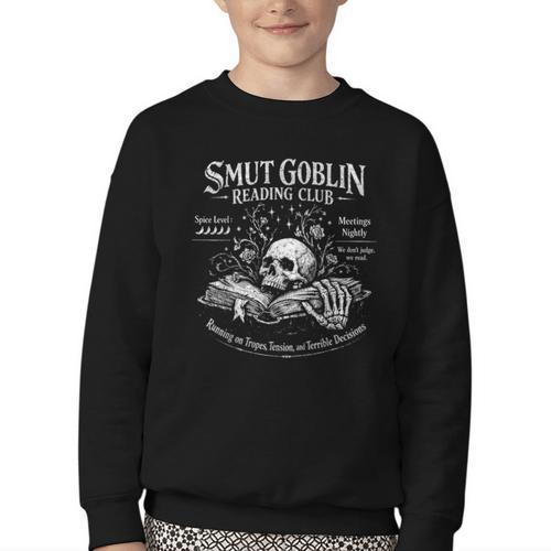 Smut Goblin Reading Club Spicy Book Lover Youth Crewneck Sweatshirt - Bookorys CA