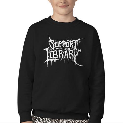 Support Your Local Library Horror Bookworm Youth Crewneck Sweatshirt - Bookorys CA