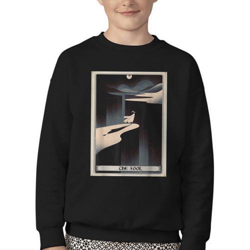 Tarot Cards Guide Book Esoteric Mysticism Clothing The Fool Tarot Card -Adults & Kids Small Short Sleeve Crew Neck Classic Fit Youth Crewneck Sweatshirt - Bookorys