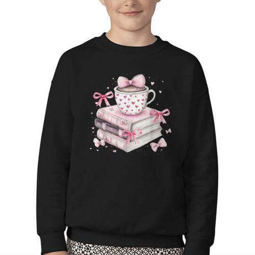 Teacher Valentine's Day All Booked For Valentines Reading Youth Crewneck Sweatshirt - Bookorys CA