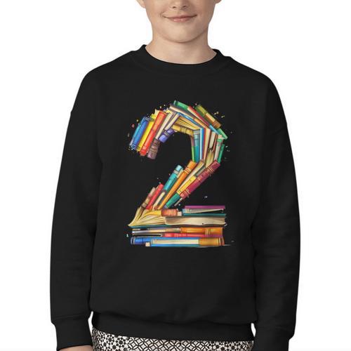 Toddler 2nd Birthday Books Themed 2 Year Old Boys Kids Girls Youth Crewneck Sweatshirt - Bookorys AU