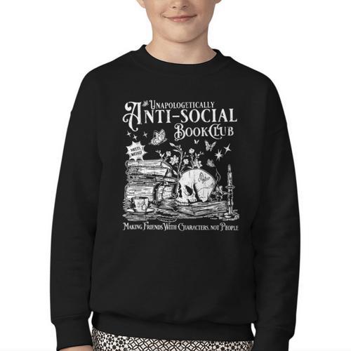 Unapologetically Anti Social Book Club Introvert Reader Youth Crewneck Sweatshirt - Bookorys CA