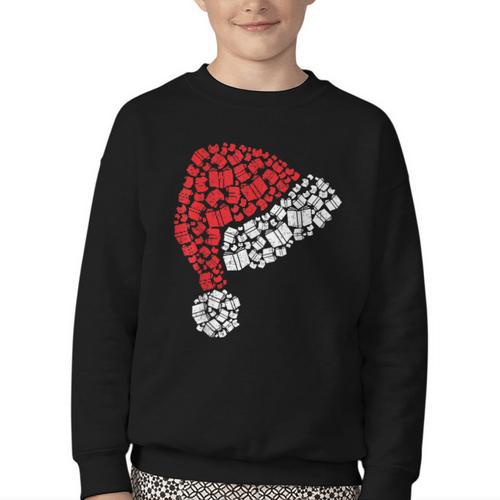 Vintage Retro Christmas Book Xmas Santa Hat Pajama Holiday Youth Crewneck Sweatshirt - Bookorys UK