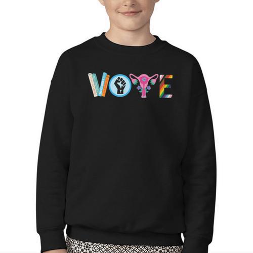 Vote Reproductive Right BLM Political Activism Lgbtq Book Youth Crewneck Sweatshirt - Bookorys