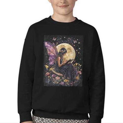 Whimsical Book Fairy Reading Bookish Fairycore Youth Crewneck Sweatshirt - Bookorys