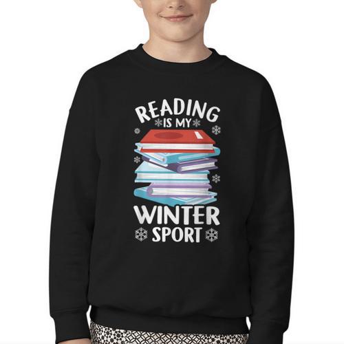 Winter Reading Book Bookworm Winter Youth Crewneck Sweatshirt - Bookorys CA