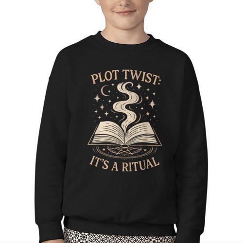 Witchy Book Club Pagan Reader Occult Fiction Coven Ritual Youth Crewneck Sweatshirt - Bookorys CA