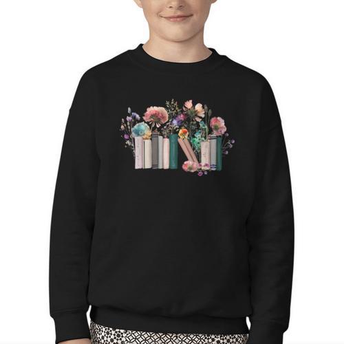 Women Book Lover Shirt Wildflowers Cottagecore Flowers Book Youth Crewneck Sweatshirt - Bookorys
