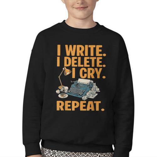 I Write Book Writer Author Book Writing Novelist Youth Crewneck Sweatshirt - Bookorys