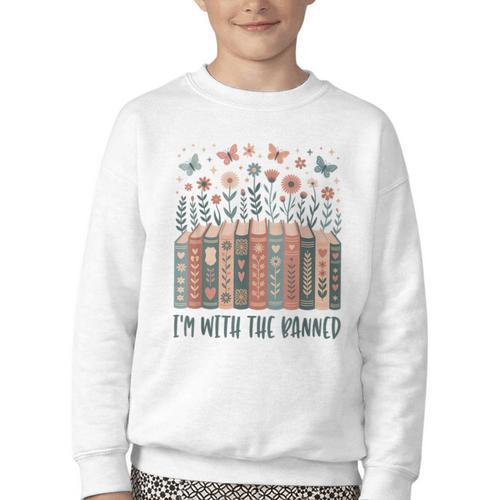 Im With The Banned Book Readers Librarian Read Banned Books Youth Crewneck Sweatshirt - Bookorys