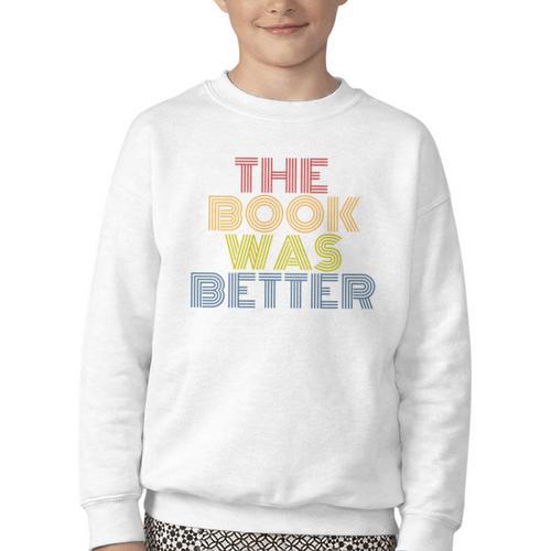 The Book Was Better Retro 70s Vintage Premium Tri-Blend Youth Crewneck Sweatshirt - Bookorys
