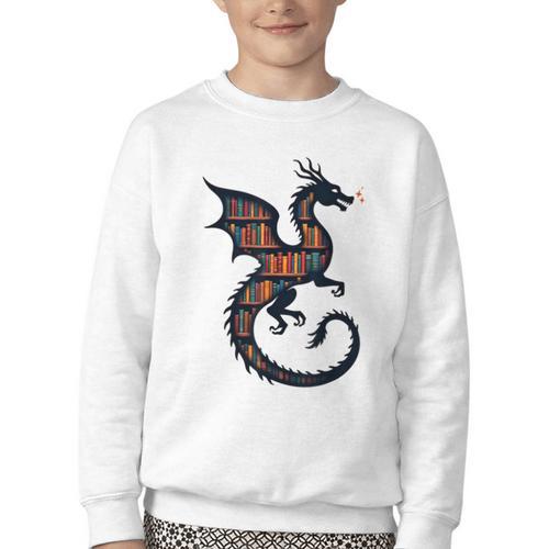 Book Lover Bookworm Reading Books Dragon Youth Crewneck Sweatshirt - Bookorys AU