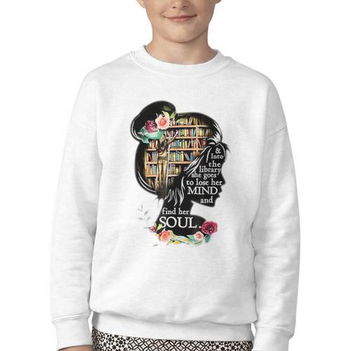 Book Reading Bookworm Book Lover Women Kids Girls Youth Crewneck Sweatshirt - Bookorys DE