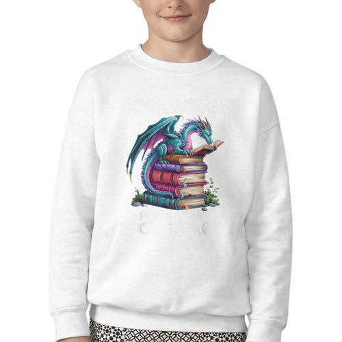 Bookworm Please I'm A Book Dragon Blue Dragon Youth Crewneck Sweatshirt - Bookorys CA