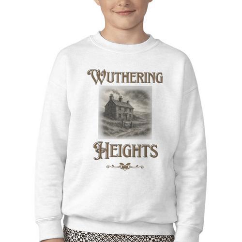 Bronte Novel Wuthering Heights Moorland Gothic Book Cover Youth Crewneck Sweatshirt - Bookorys AU