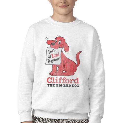 Clifford The Big Red Dog Let's Read Together Vintage Book Youth Crewneck Sweatshirt - Bookorys