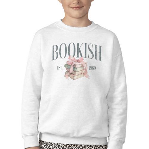 Coquette Bow Book Lover Bookish Coquette Aesthetic Reading Youth Crewneck Sweatshirt - Bookorys