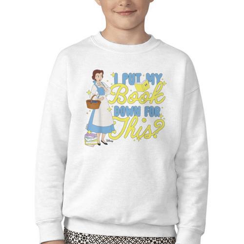 Disney Princess Belle I Put My Book Down For This Youth Crewneck Sweatshirt - Bookorys DE