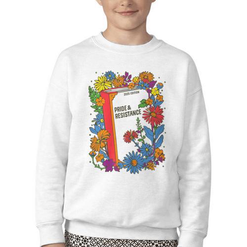Equal Rights Book Flower Resist Feminist LGBTQ Floral Youth Crewneck Sweatshirt - Bookorys DE