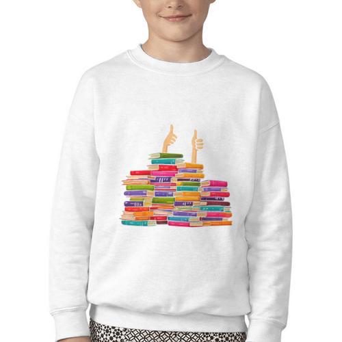 I'm Fine Reading Books Reader Book Lover Librarian Youth Crewneck Sweatshirt - Bookorys DE
