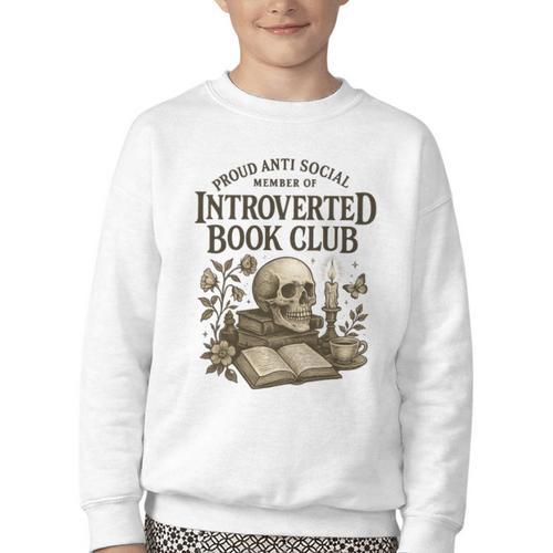 Introverted Book Club Member Anti Social Reader Youth Crewneck Sweatshirt - Bookorys CA