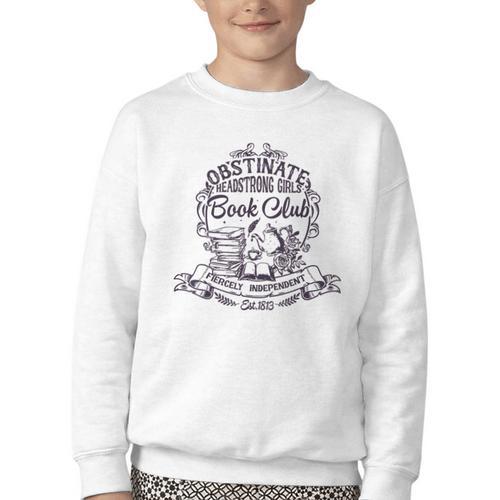 Jane Austen Obstinate Headstrong Girls Book Club Youth Crewneck Sweatshirt - Bookorys DE