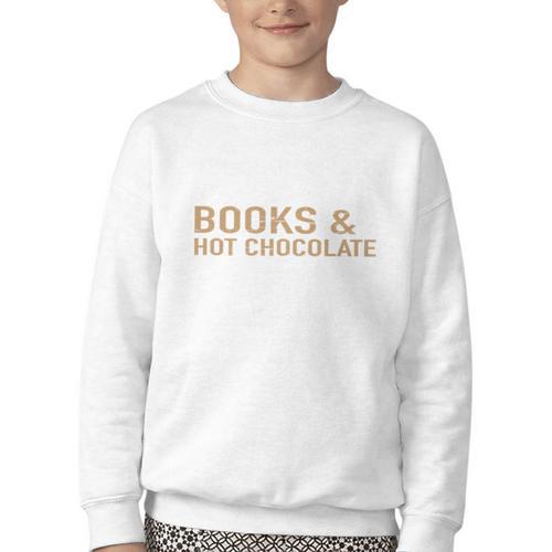 Jolabokaflod Because Books And Hot Chocolate T-Shirt Youth Crewneck Sweatshirt - Bookorys