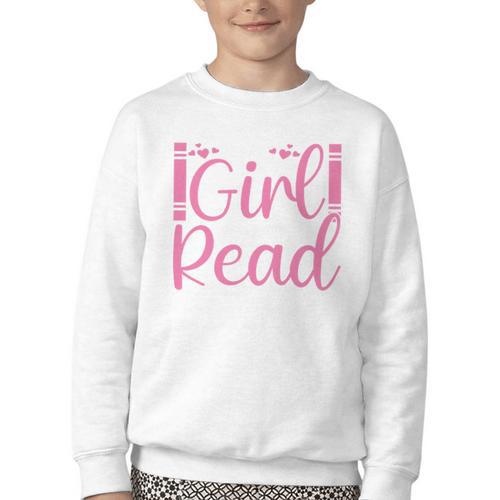 Just A Girl Who Loves To Read Book Lover Reading Books Youth Crewneck Sweatshirt - Bookorys CA