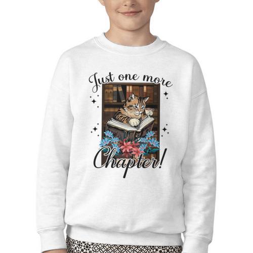 Just One More Chapter Cat Reading Books Coffee Lovers Premium Tri-Blend Youth Crewneck Sweatshirt - Bookorys