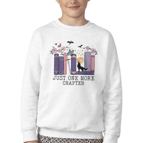 Just One More Chapter Romantasy Book Dragon Bookworm Bookish Youth Crewneck Sweatshirt - Bookorys AU