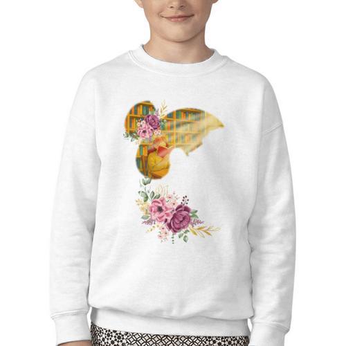 And Into The Library She Goes Book Lover Reading Bookworm Youth Crewneck Sweatshirt - Bookorys AU