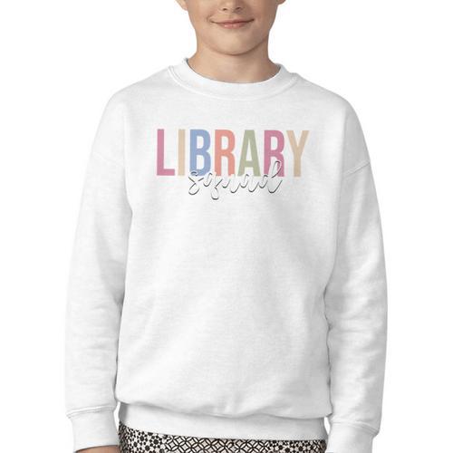Library Squad Librarian Book Lover Bookworm Youth Crewneck Sweatshirt - Bookorys AU