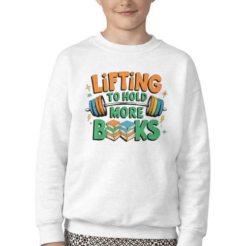 Lifting To Hold More Books Weightlifting Workout Gym Lover Youth Crewneck Sweatshirt - Bookorys DE