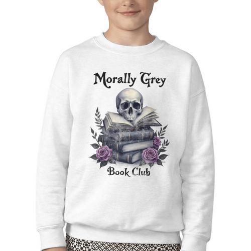 Morally Grey Book Club Gothic Vintage Style Youth Crewneck Sweatshirt - Bookorys UK