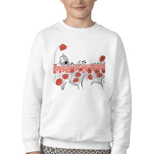Poppy Field Wizard Of Oz Cowardly Brave Lion Book Youth Crewneck Sweatshirt - Bookorys CA